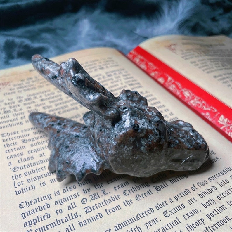 Natural Flame stone skull Dragon ,serpentine stone skull DragonHome Decor