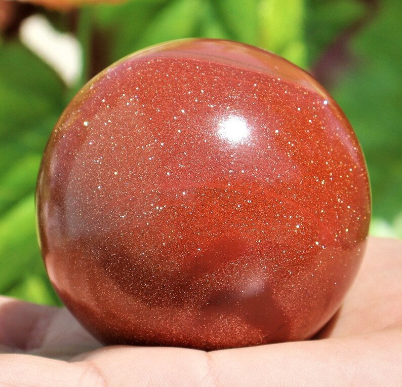 60MM Red Goldstone Sphere for Spiritual HealingMetaphysical Meditation Decor
