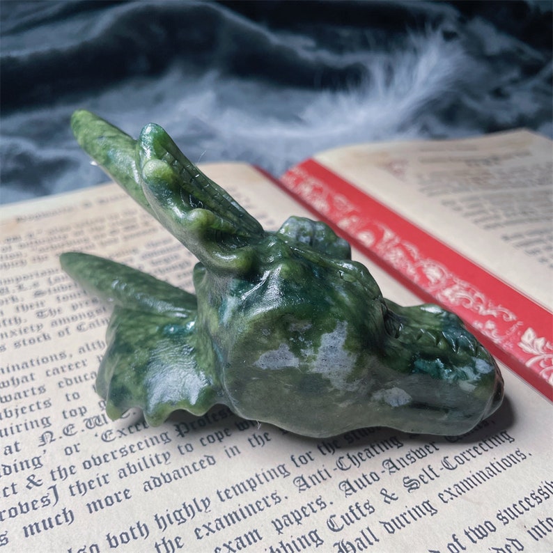 Natural Flame stone skull Dragon ,serpentine stone skull DragonHome Decor