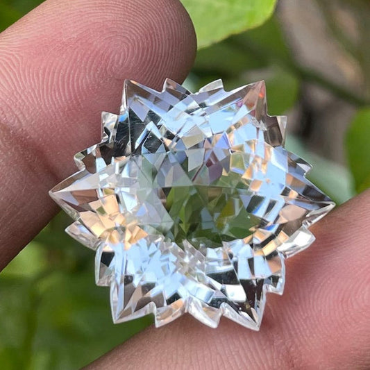 Crystal Quartz Snowflake cut Gemstone Very Special Cut, Shape-Hexagon Crystal Snowflake cut Loos