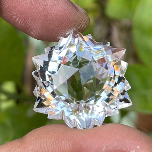 Crystal Quartz Snowflake cut Gemstone Very Special Cut, Shape-Hexagon Crystal Snowflake cut Loos