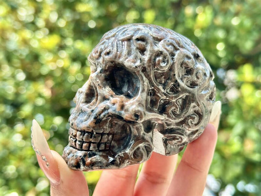 3.4" Natural Yooperlite Hand Carved Cerebrum Skull,Crystal quartz Skull,Skull Carving,Energy crystal