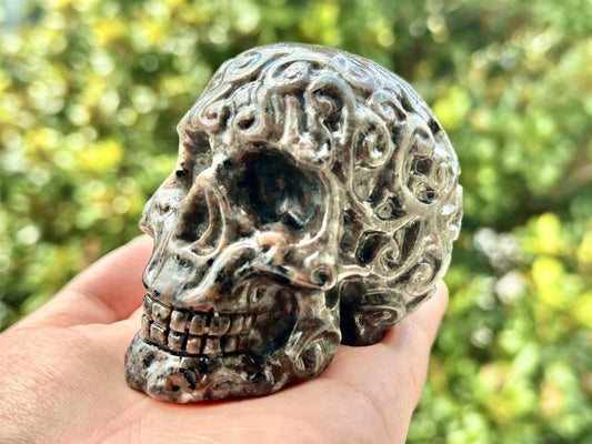 3.4" Natural Yooperlite Hand Carved Cerebrum Skull,Crystal quartz Skull,Skull Carving,Energy crystal