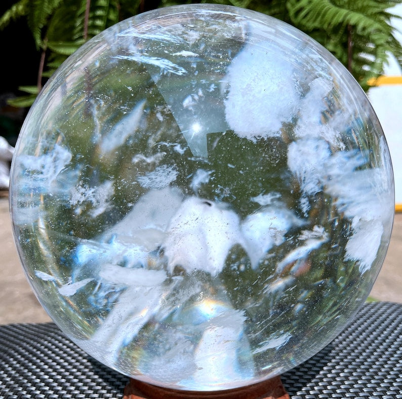Large Clear Smelt red quartz Sphere,Special gift/Meditation Stone/Healing Stone/Reiki/Chakra