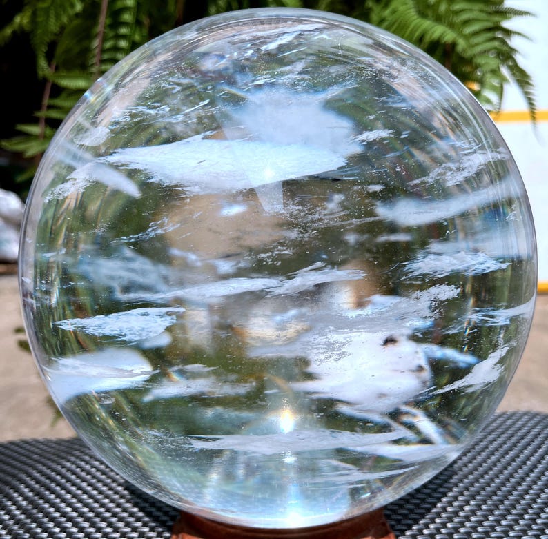 Large Clear Smelt red quartz Sphere,Special gift/Meditation Stone/Healing Stone/Reiki/Chakra