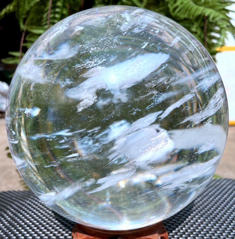 Large Clear Smelt red quartz Sphere,Special gift/Meditation Stone/Healing Stone/Reiki/Chakra