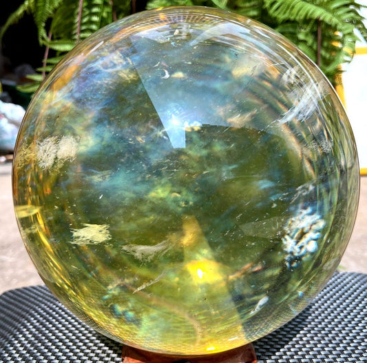 Clear Smelt yellow quartz Sphere/Special gift/Meditation Stone/Healing Stone
