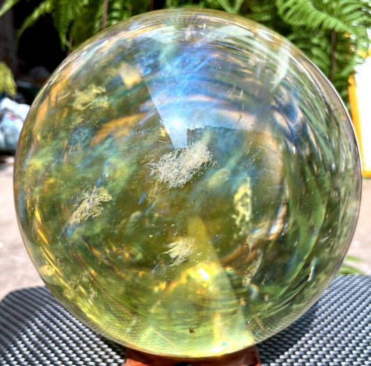 Clear Smelt yellow quartz Sphere/Special gift/Meditation Stone/Healing Stone