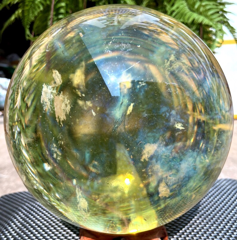 Clear Smelt yellow quartz Sphere/Special gift/Meditation Stone/Healing Stone