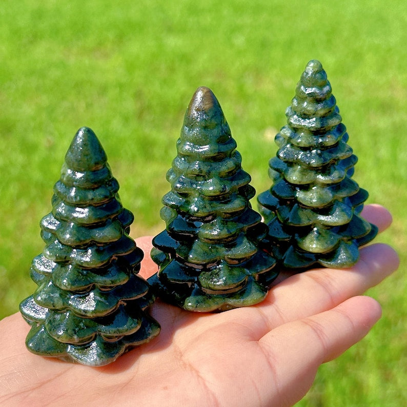 2.7“ Crystal Christmas Tree,Hsiuyen Jade Pine TreesHome Decoration,Christmas Gifts
