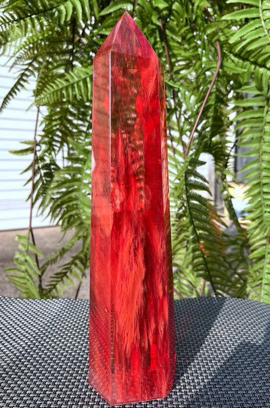 Clear Smelt Red quartz point/Clear Smelt quartz Polished