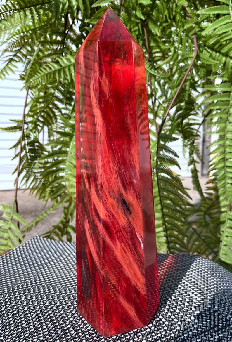 Clear Smelt Red quartz point/Clear Smelt quartz Polished Chunks/Crystal grid/Special gift/Meditation Stone