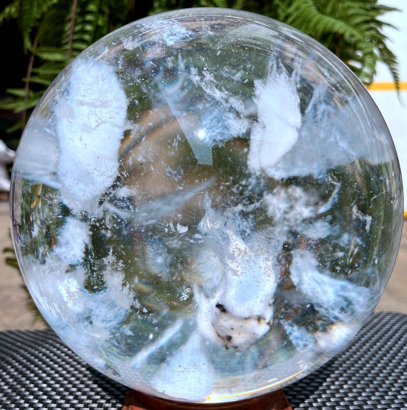 Large Clear Smelt red quartz Sphere,Special gift/Meditation Stone/Healing Stone/Reiki/Chakra