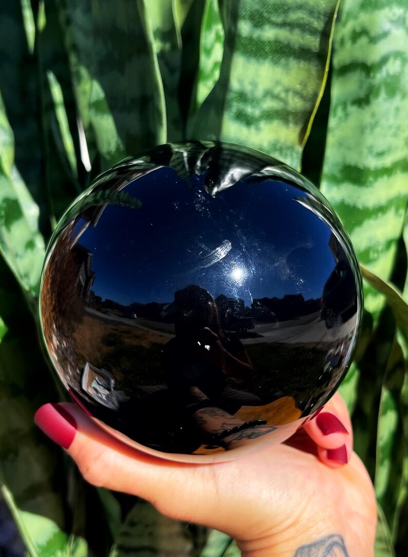 LG Obsidian Sphere w/ stand for energetic protection