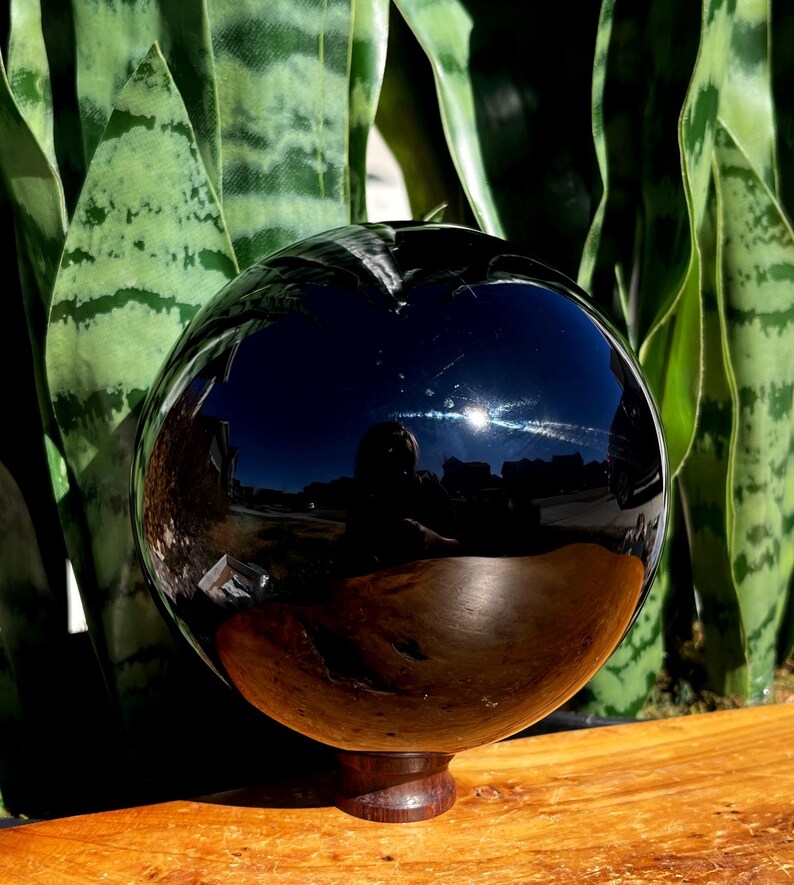 LG Obsidian Sphere w/ stand for energetic protection