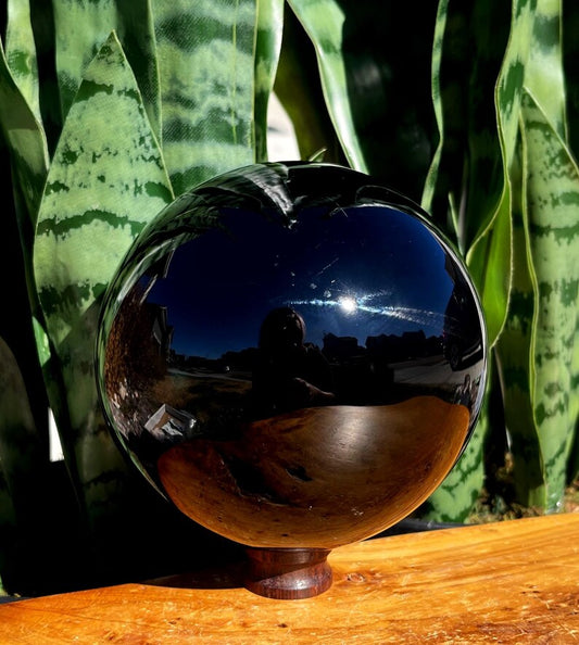 LG Obsidian Sphere w/ stand for energetic protection