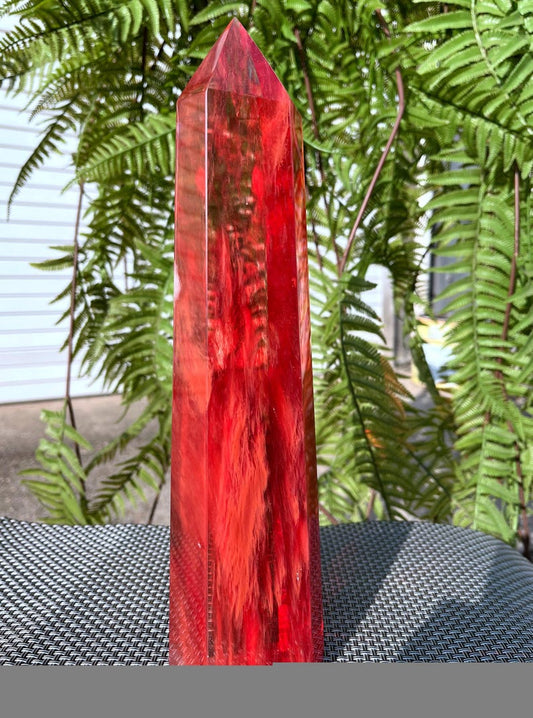 Clear Smelt Red quartz point/Clear Smelt quartz Polished