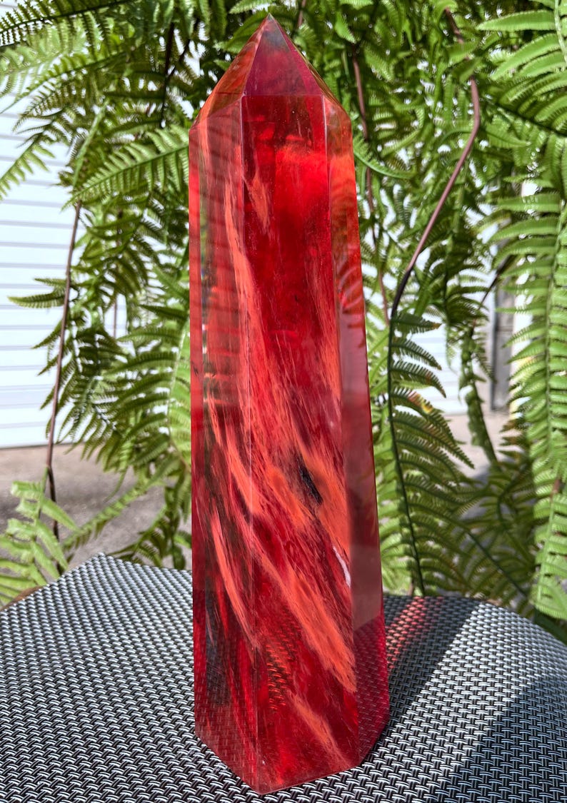 Clear Smelt Red quartz point/Clear Smelt quartz Polished Chunks/Crystal grid/Special gift/Meditation Stone