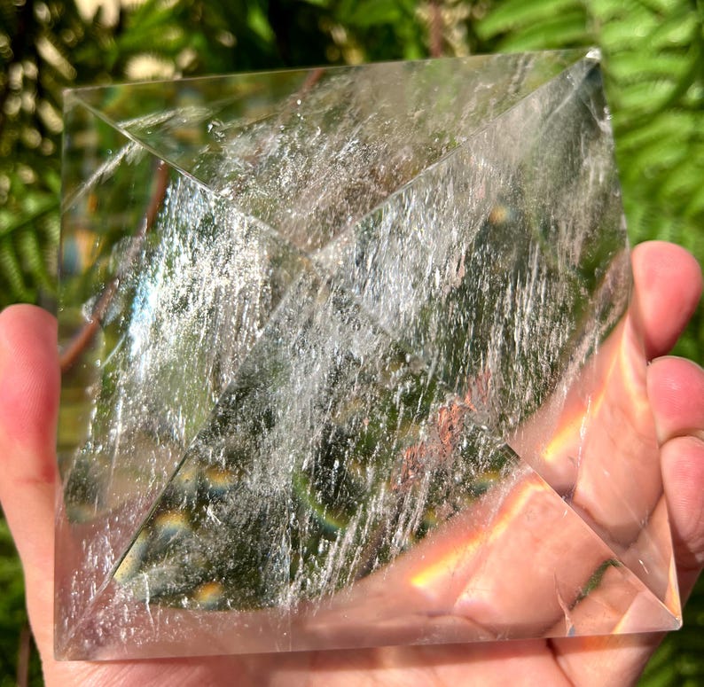 Natural Rainbow Clear Crystal Quartz pyramid/White Crystal Tower,Meditation Stone/self stand