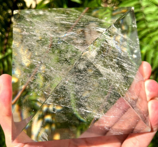 Natural Rainbow Clear Crystal Quartz pyramid/White Crystal Tower,Meditation Stone/self stand