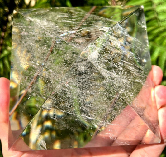 Natural Rainbow Clear Crystal Quartz pyramid/White Crystal Tower,Meditation Stone/self stand