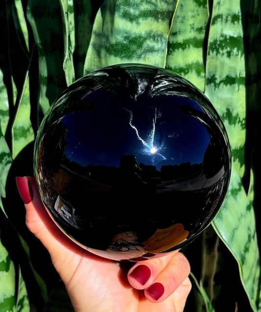 LG Obsidian Sphere w/ stand for energetic protection