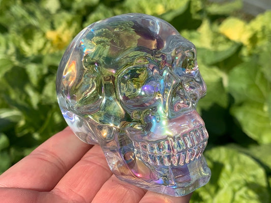 3.2''+ Color plating Clear Smelting quartz hand carved Crystal Skull crystal gifts 1pc