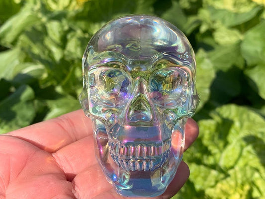 3.2''+ Color plating Clear Smelting quartz hand carved Crystal Skull crystal gifts 1pc
