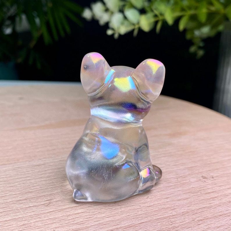 Natural Aura Smelting Stone French Bulldog Carving, French Bulldog, Aura Animal Carving, Reiki Healing Crystal Dog Figurine Gift.