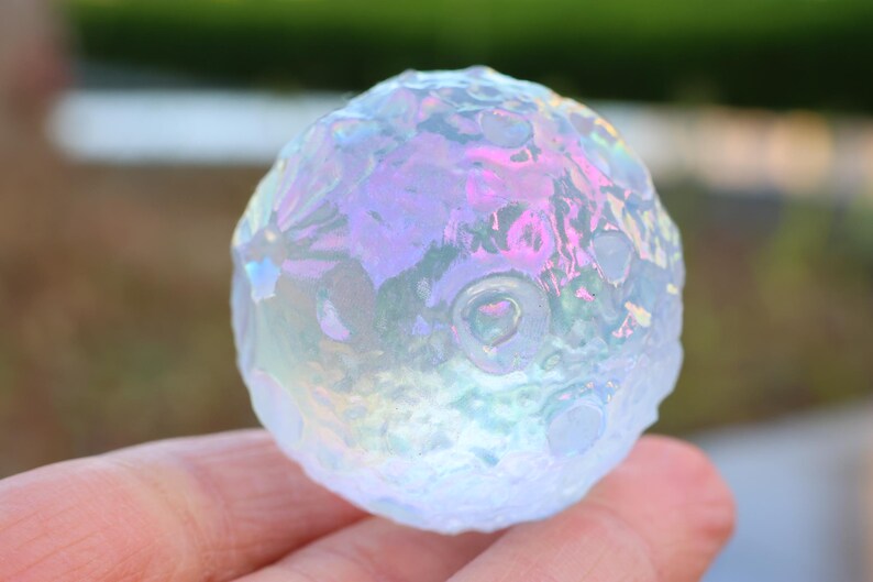 Electroplate Rainbow Melting Carved Moon Ball，Crystal Carving Ball，Crystal ornament，Crystal Gifts， Home decor