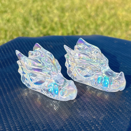 Titanium Rainbow Quartz Dragon Skull,Quartz Crystal Skull,Crystal Gifts,Home Decoration