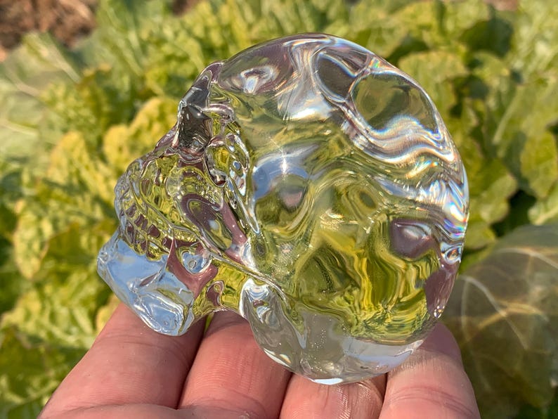 3.2''+ Color plating Clear Smelting quartz hand carved Crystal Skull crystal gifts 1pc