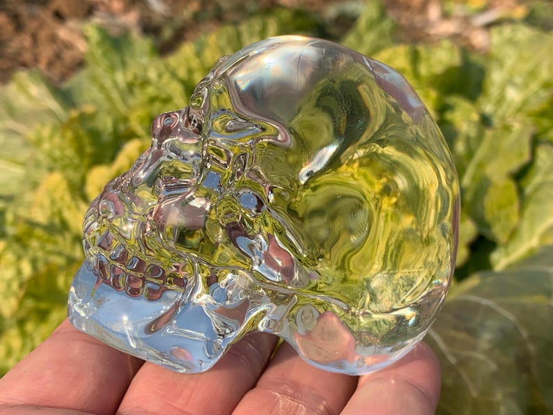 3.2''+ Color plating Clear Smelting quartz hand carved Crystal Skull crystal gifts 1pc