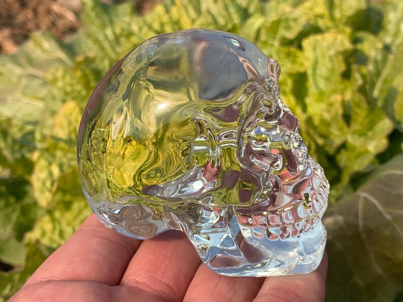 3.2''+ Color plating Clear Smelting quartz hand carved Crystal Skull crystal gifts 1pc
