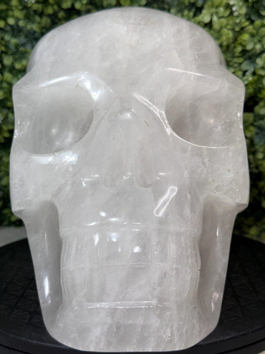 23 LB. Clear Quartz Skull Carving, Life Size, Expertly Hand-Carved Statement Piece