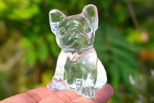 2 Inches Smelting Quartz Dog Carved,Crystal Healing,Bulldog Skull,Quartz Crystal Gift,Carved Crystal,Crystal Skull 1PC