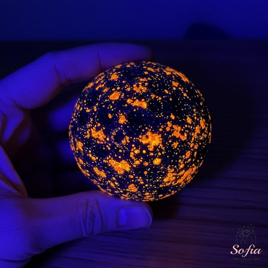 Yooperlite Moon Sphere, UV Reactive Crystal Sphere Ball, Yooperlite Sphere