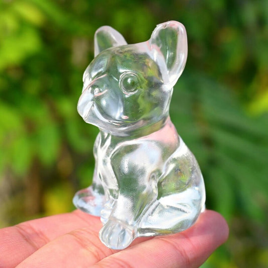 2 Inches Smelting Quartz Dog Carved,Crystal Healing,Bulldog Skull,Quartz Crystal Gift,Carved Crystal,Crystal Skull 1PC