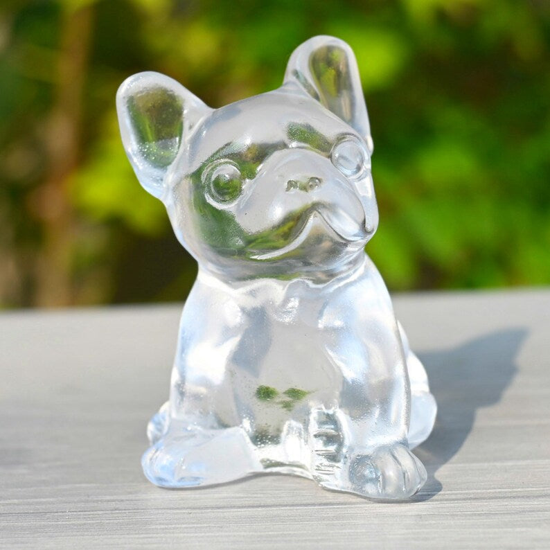 2 Inches Smelting Quartz Dog Carved,Crystal Healing,Bulldog Skull,Quartz Crystal Gift,Carved Crystal,Crystal Skull 1PC