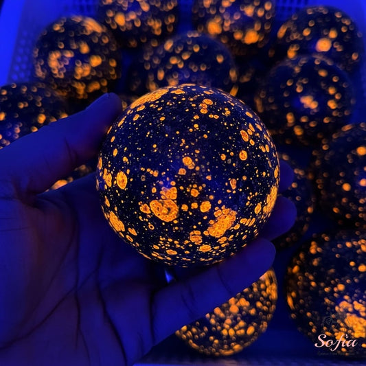 Yooperlite Moon Sphere, UV Reactive Crystal Sphere Ball, Yooperlite Sphere