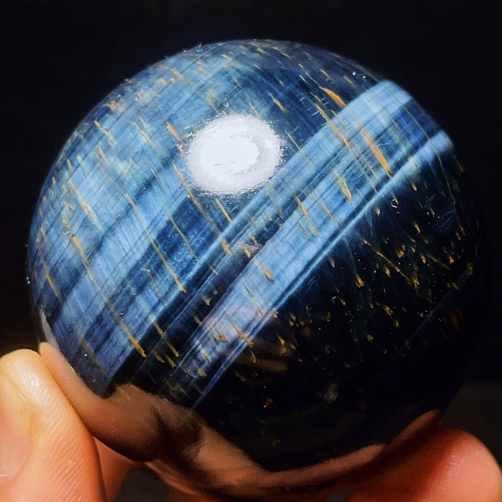 320 g de magnifique météore naturelle en œil de tigre bleu, cristal de quartz de guérison 
