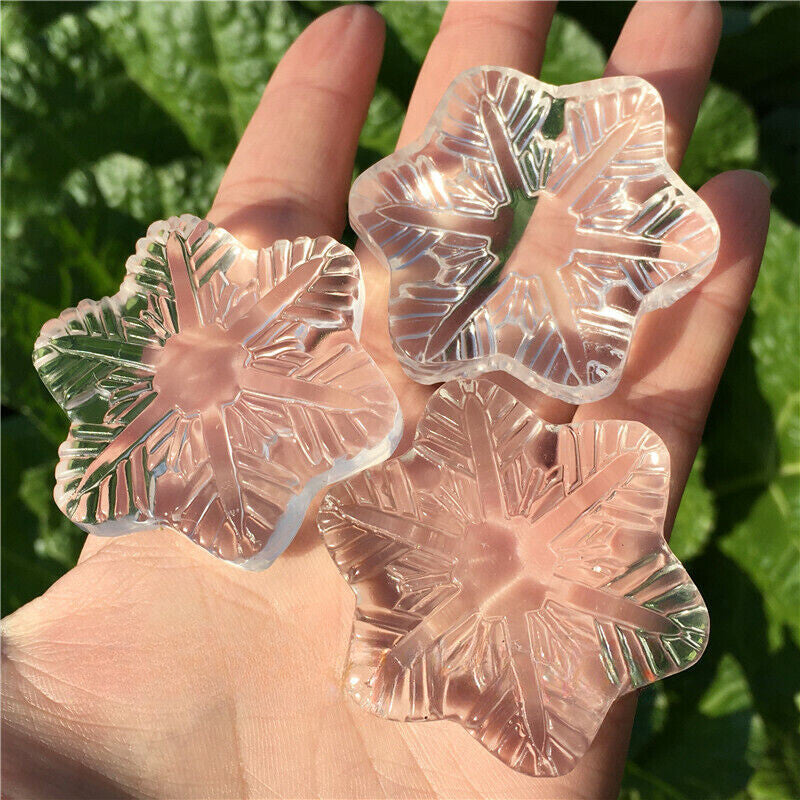 1.8" Carved Clear Melting stone snowflake Quartz Crystal Skull Healing gift 1pc