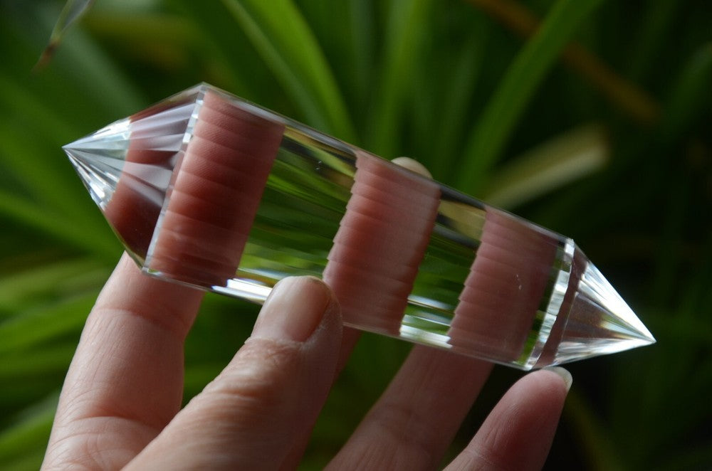 Tibetan High Altitude Clear 32 Sided Crystal Quartz Vogel Style Wand 4.25''