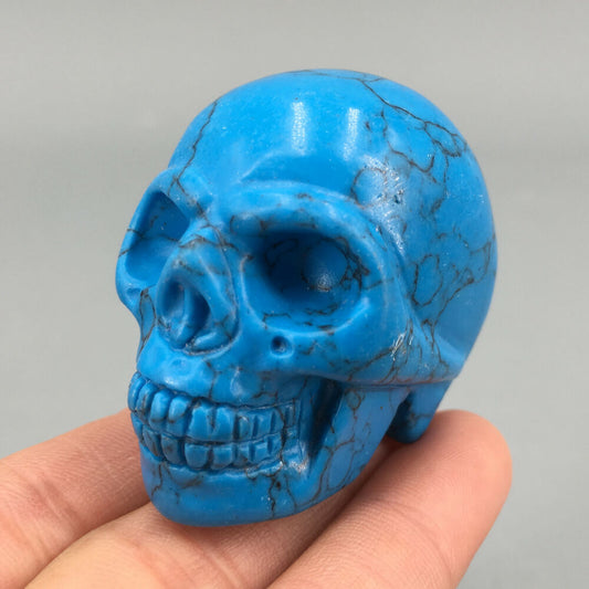2" Blue Turquoise quartz crystal skull carved crystal reiki skull healing 1pc