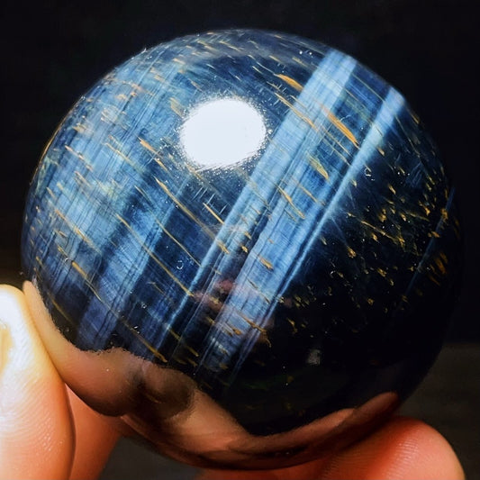 320G Natural Beautiful Meteor Blue Tiger Eye Sphere Crystal Quartz Healing