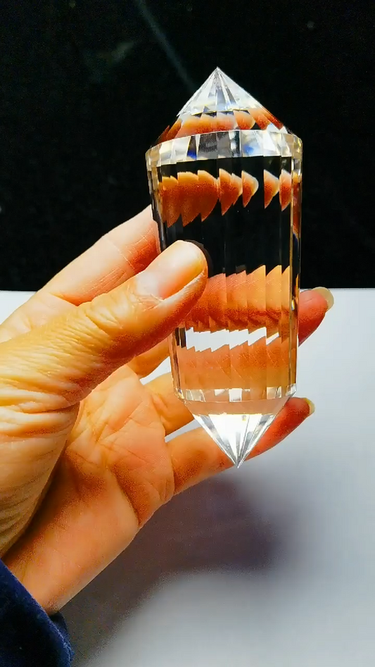 Tibetan High Altitude 99% Clear 24 Sided Crystal Quartz Vogel Style Wand 4.4''