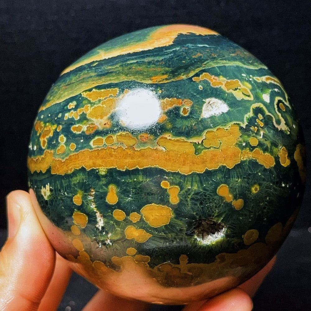 1105G Natural Polished Ocean Jasper Sphere Ball Crystal Stone Healing