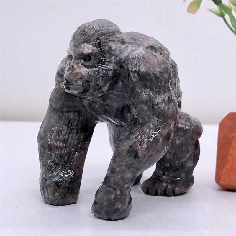 Natural 2.4" Quartz Crystal Hand Carved Gorilla Reiki Crystal Decor gift 1PC