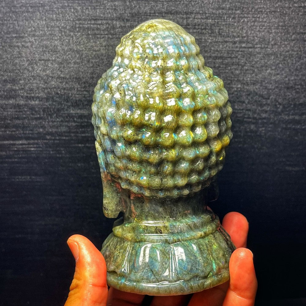 1508G Natural Polished labradorite Hand carved Buddha statues Healing