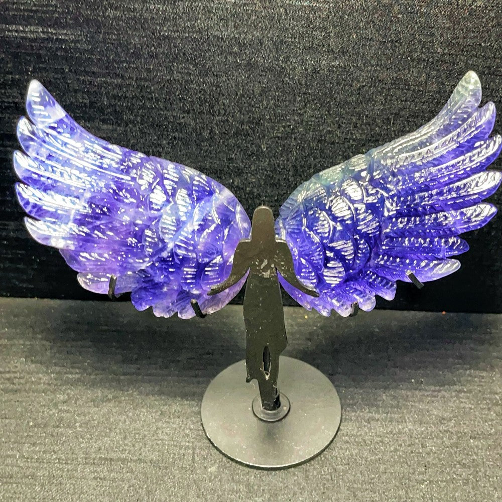 Natural Polished Hand carved Fluorite Wing Healing